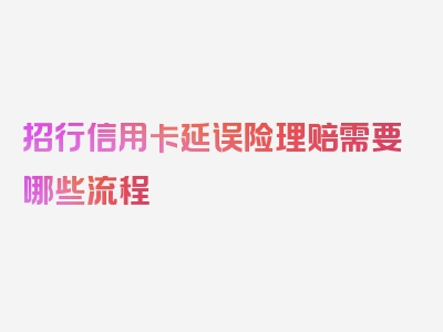 招行信用卡延误险理赔需要哪些流程