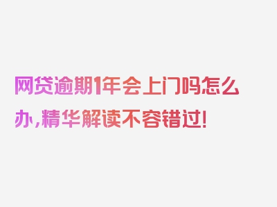 网贷逾期1年会上门吗怎么办，精华解读不容错过！