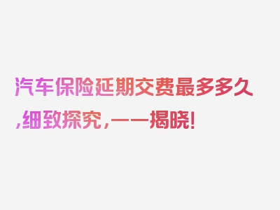 汽车保险延期交费最多多久，细致探究，一一揭晓！