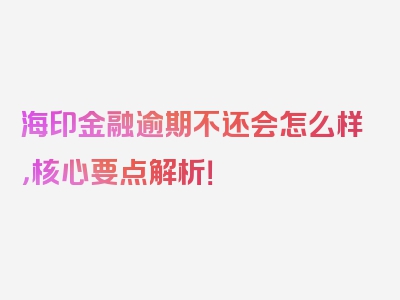 海印金融逾期不还会怎么样，核心要点解析！