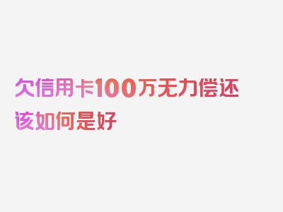 欠信用卡100万无力偿还该如何是好