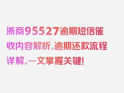 浙商95527逾期短信催收内容解析,逾期还款流程详解，一文掌握关键！