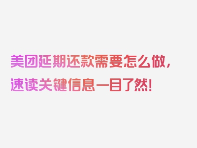 美团延期还款需要怎么做，速读关键信息一目了然！