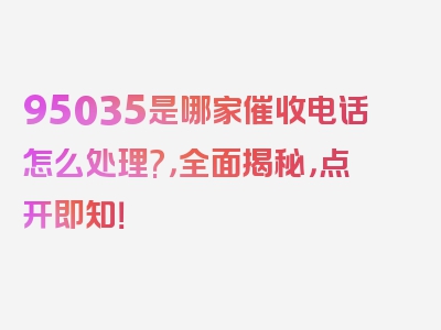 95035是哪家催收电话怎么处理?，全面揭秘，点开即知！