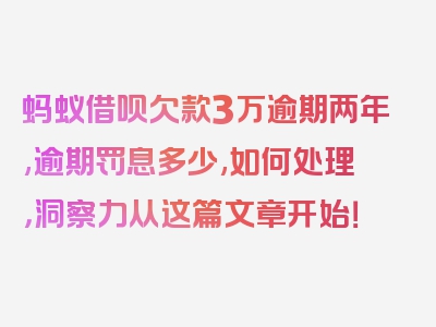 蚂蚁借呗欠款3万逾期两年,逾期罚息多少,如何处理，洞察力从这篇文章开始！