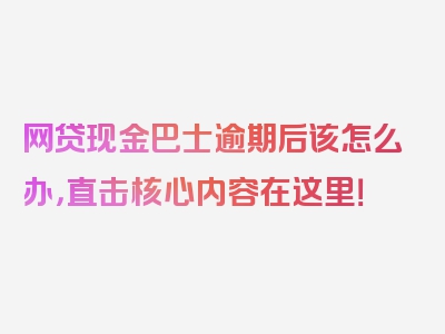 网贷现金巴士逾期后该怎么办，直击核心内容在这里！