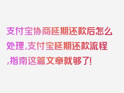 支付宝协商延期还款后怎么处理,支付宝延期还款流程，指南这篇文章就够了！