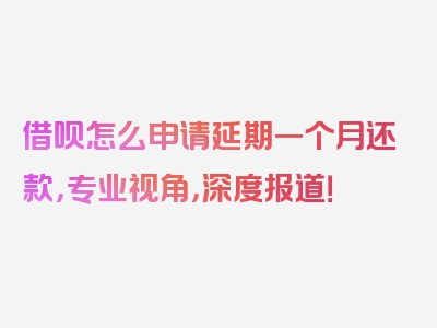 借呗怎么申请延期一个月还款，专业视角，深度报道！