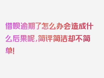 借呗逾期了怎么办会造成什么后果呢，简评简洁却不简单！