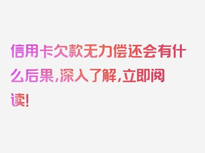 信用卡欠款无力偿还会有什么后果，深入了解，立即阅读！