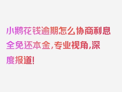 小鹅花钱逾期怎么协商利息全免还本金，专业视角，深度报道！