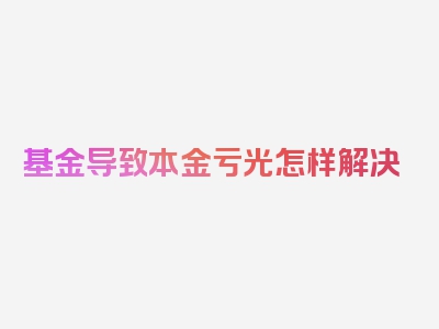 基金导致本金亏光怎样解决