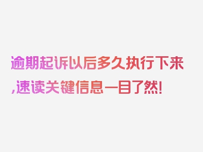 逾期起诉以后多久执行下来，速读关键信息一目了然！