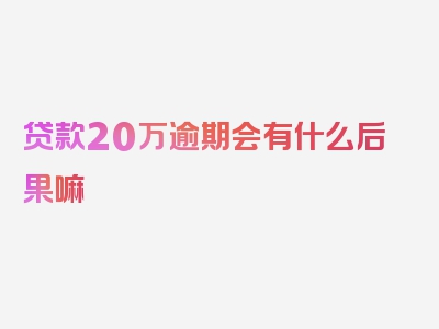 贷款20万逾期会有什么后果嘛