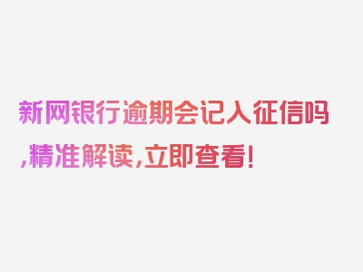 新网银行逾期会记入征信吗，精准解读，立即查看！