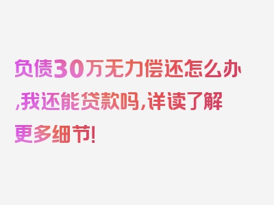 负债30万无力偿还怎么办,我还能贷款吗，详读了解更多细节！