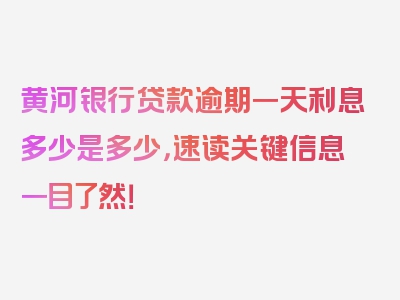 黄河银行贷款逾期一天利息多少是多少，速读关键信息一目了然！