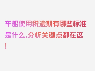 车船使用税逾期有哪些标准是什么，分析关键点都在这！