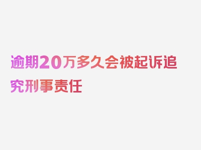 逾期20万多久会被起诉追究刑事责任