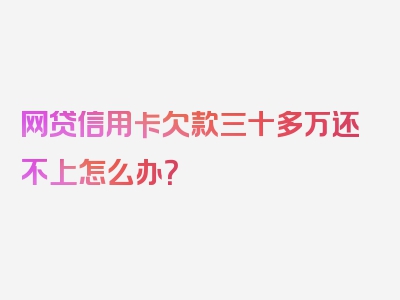 网贷信用卡欠款三十多万还不上怎么办？