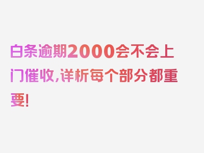 白条逾期2000会不会上门催收，详析每个部分都重要！