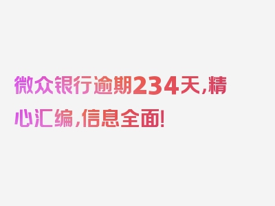 微众银行逾期234天，精心汇编，信息全面！