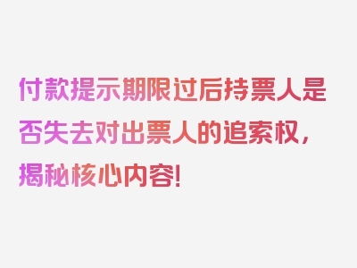 付款提示期限过后持票人是否失去对出票人的追索权，揭秘核心内容！