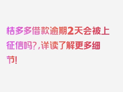 桔多多借款逾期2天会被上征信吗?，详读了解更多细节！