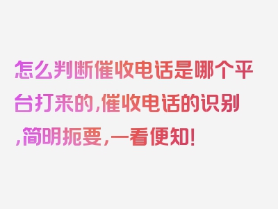 怎么判断催收电话是哪个平台打来的,催收电话的识别，简明扼要，一看便知！