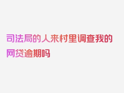 司法局的人来村里调查我的网贷逾期吗