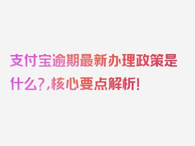 支付宝逾期最新办理政策是什么?，核心要点解析！