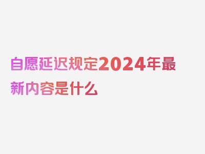 自愿延迟规定2024年最新内容是什么