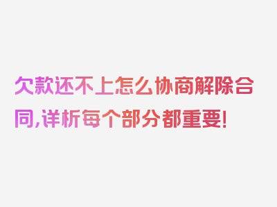 欠款还不上怎么协商解除合同，详析每个部分都重要！