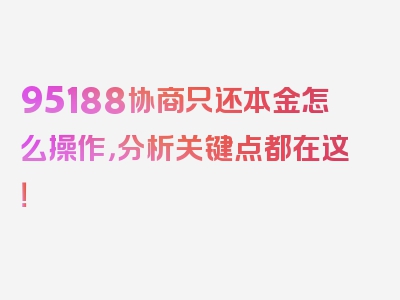 95188协商只还本金怎么操作，分析关键点都在这！