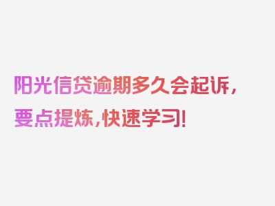 阳光信贷逾期多久会起诉，要点提炼，快速学习！