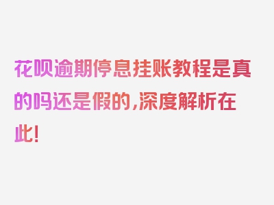 花呗逾期停息挂账教程是真的吗还是假的，深度解析在此！