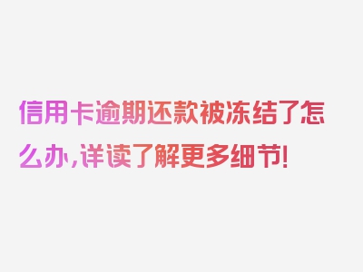 信用卡逾期还款被冻结了怎么办，详读了解更多细节！