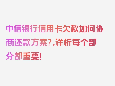 中信银行信用卡欠款如何协商还款方案?，详析每个部分都重要！