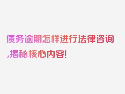 债务逾期怎样进行法律咨询，揭秘核心内容！