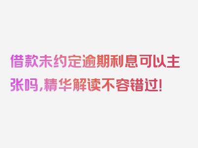 借款未约定逾期利息可以主张吗，精华解读不容错过！