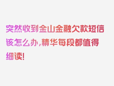 突然收到金山金融欠款短信该怎么办，精华每段都值得细读！