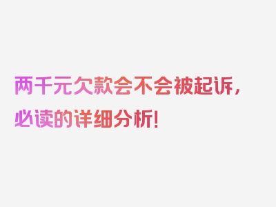 两千元欠款会不会被起诉，必读的详细分析！