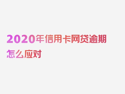 2020年信用卡网贷逾期怎么应对