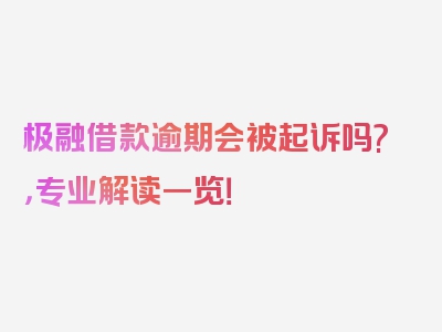 极融借款逾期会被起诉吗?，专业解读一览！