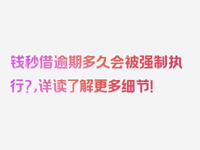 钱秒借逾期多久会被强制执行?，详读了解更多细节！