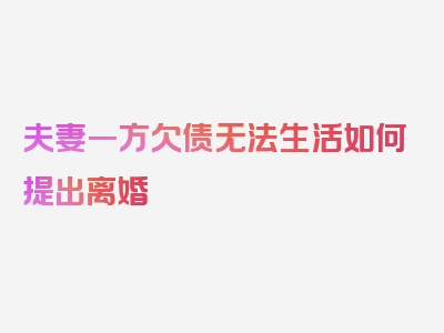 夫妻一方欠债无法生活如何提出离婚