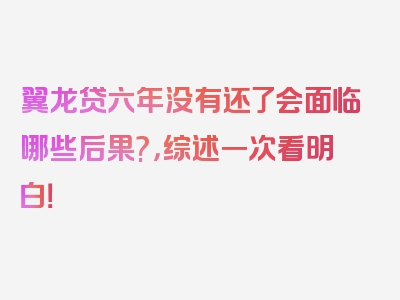 翼龙贷六年没有还了会面临哪些后果?，综述一次看明白！