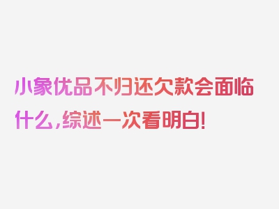 小象优品不归还欠款会面临什么，综述一次看明白！