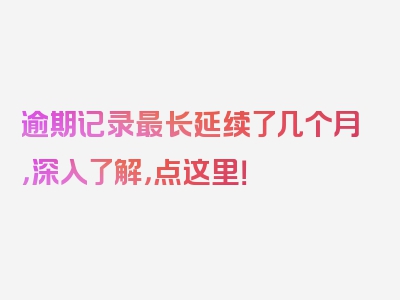 逾期记录最长延续了几个月，深入了解，点这里！