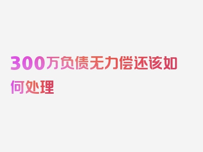 300万负债无力偿还该如何处理